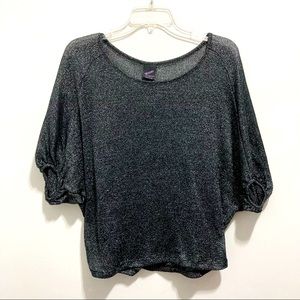 Decoded Fancy Going Out Lurex Knit Mesh Short Sleeve Sweater